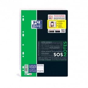 COPIES DOUBLES 21X29,7 400P SEYES 90G PERF SOS NOTES OXFORD