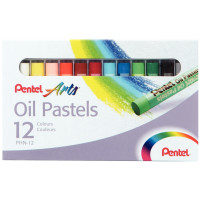 PASTELS A L'HUILE 8MM X12 ASS PENTEL/BOX OF 12 OIL PASTEL CRAYONS